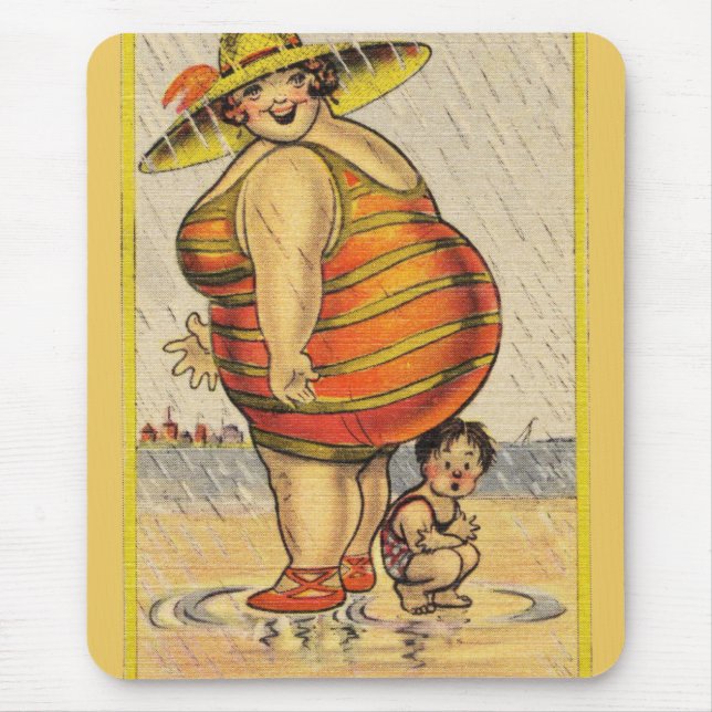 Funny Antique Couple on Beach Oddity Mouse Mat (Front)