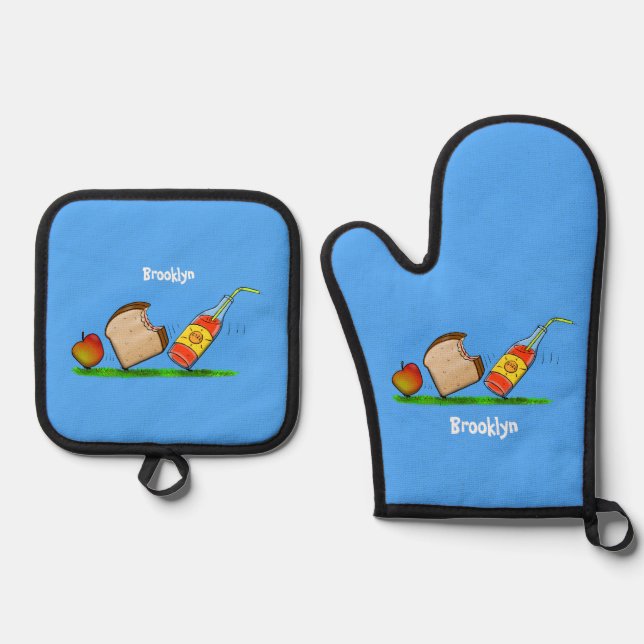 Funny ants cartoon oven mitt & pot holder set (Front)