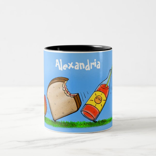 Funny ants cartoon Two-Tone coffee mug (Center)