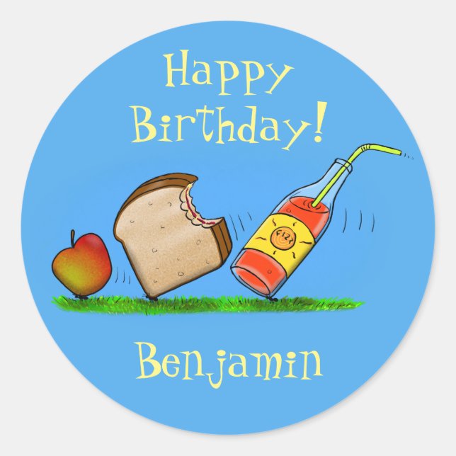 Funny ants picnic cartoon illustration classic round sticker (Front)