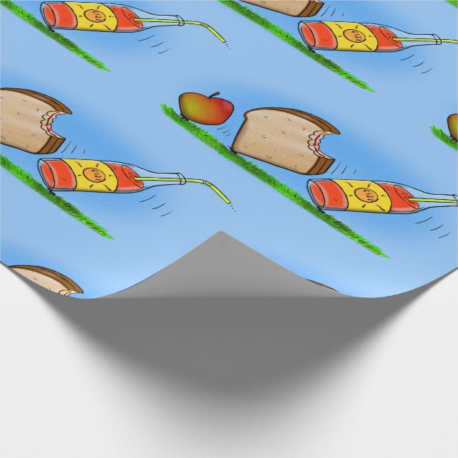 Funny ants picnic cartoon illustration wrapping paper (Corner)