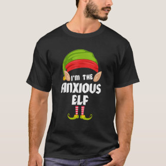 Funny Anxious Elf Matching Family Group PJ Christm T-Shirt