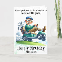 *~*  Funny AP94  Older Golf Cart Man Birthday Card