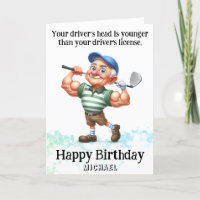 *~* Funny AP94 Older Golfer Man Birthday Card