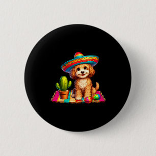 Funny Apoo Dog Smiling Cinco De Mayo Sombrero Cact 6 Cm Round Badge