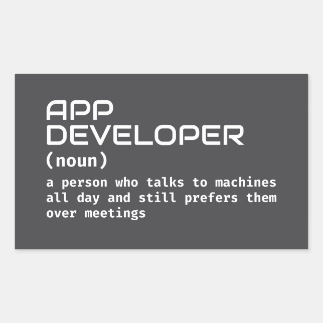 Funny App Developer Definition Rectangular Sticker (Front)
