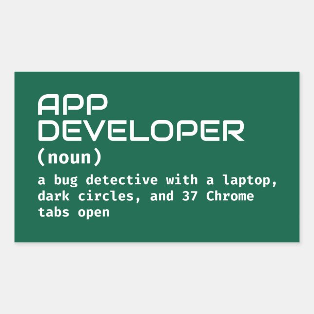 Funny App Developer Meaning Rectangular Sticker (Front)