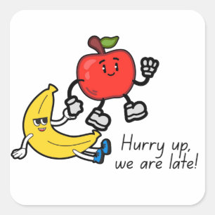 Funny Apple and Banana Running Sticker - Cute Frui