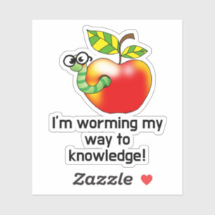 Funny apple and worm education pun art