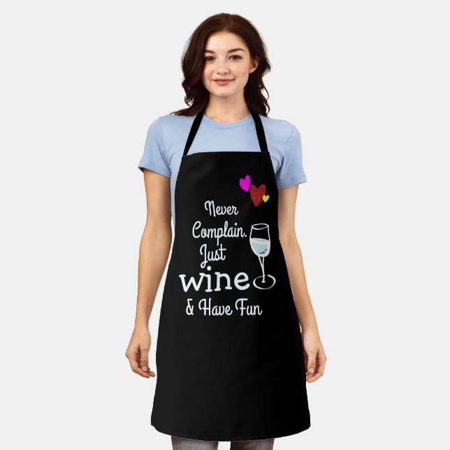 Funny aprons, Custom Sassy Wine Personalised Black Apron (Worn)