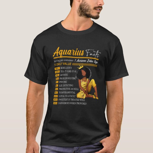 Funny Aquarius Facts Awesome Zodiac Sign Horoscope T-Shirt (Front)
