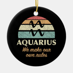 Funny Aquarius Zodiac Rules Ceramic Tree Decoration