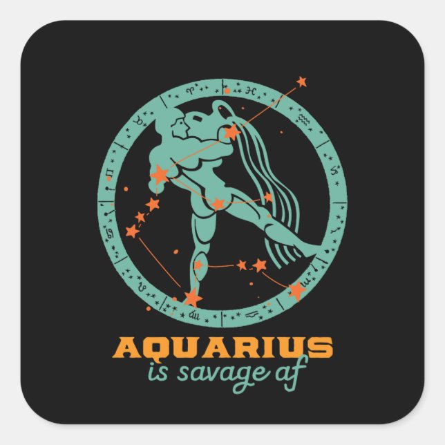 Funny Aquarius Zodiac Star Astrology Birthday Square Sticker (Front)