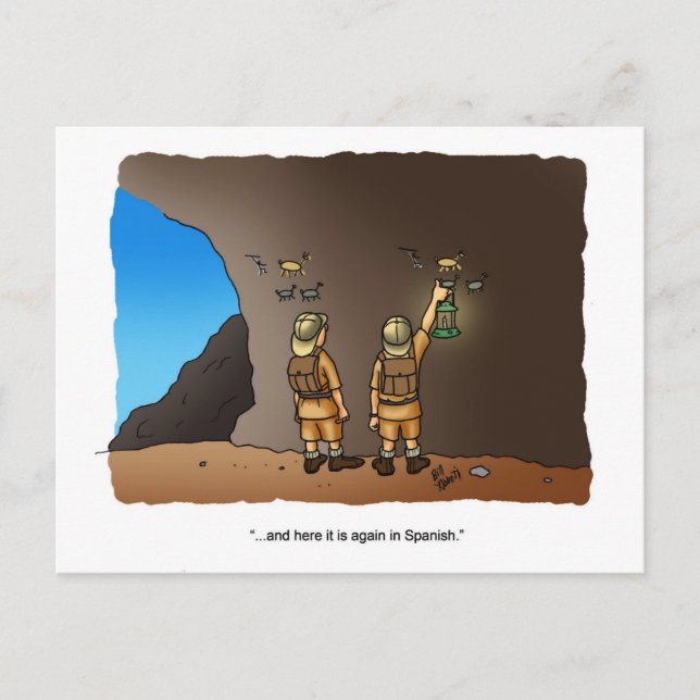 Funny Archaeologist Humour Cave Drawings Postcard (Front)