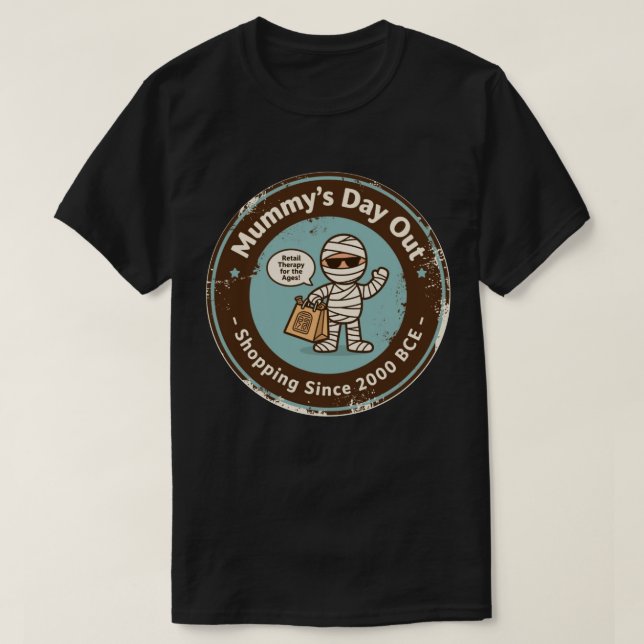 Funny Archaeology Shopping Humour T-Shirt (Design Front)