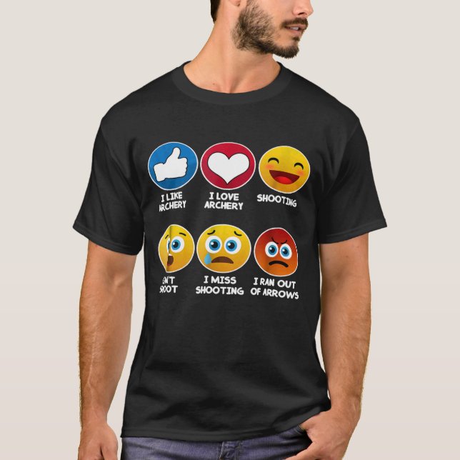 Funny Archer   Faces Of Archery Bow Arrow  Tee (Front)