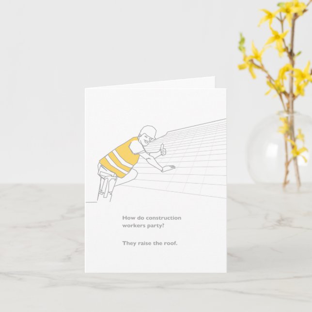 Funny Architect Construction Engineer Greeting Card (Yellow Flower)
