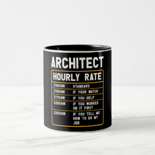 Funny Architect Hourly Rate Two-Tone Coffee Mug