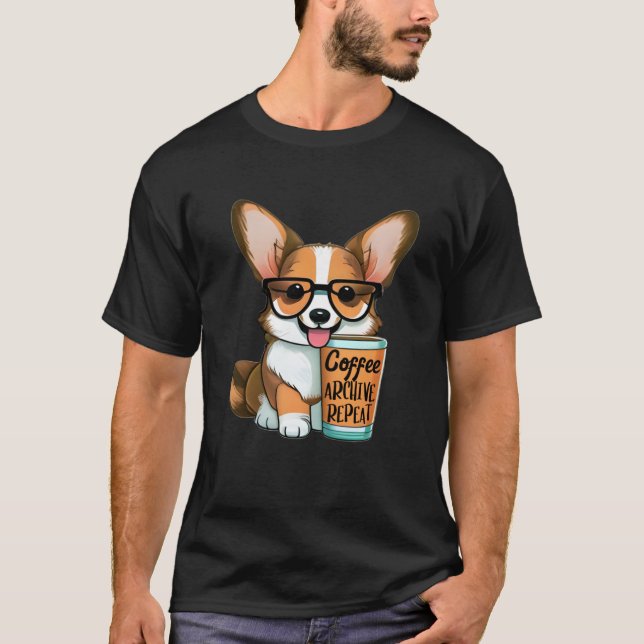 Funny Archivist Coffee Lover Corgi Owner - Archive T-Shirt (Front)