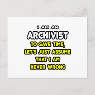 Funny Archivist T-Shirts and Gifts Postcard