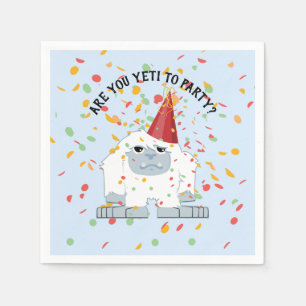 Funny Are You Yeti to Party Cute Cartoon Yeti Napkin