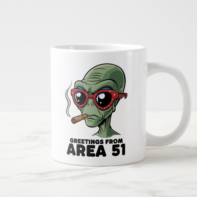 Funny Area 51 Alien Design Large Coffee Mug (Right)