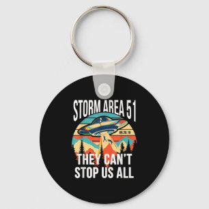 Funny Area 51 They Can't Stop Us All Shirts Alien  Key Ring