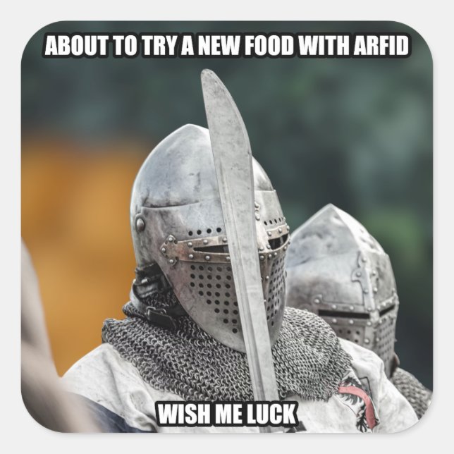 Funny ARFID Knight Meme  Square Sticker (Front)