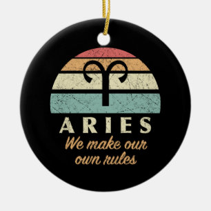 Funny Aries Zodiac Rules Ceramic Tree Decoration
