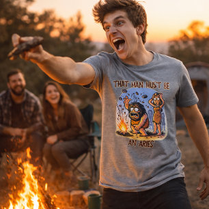 Funny Aries Zodiac Shirt Caveman Humour Tee