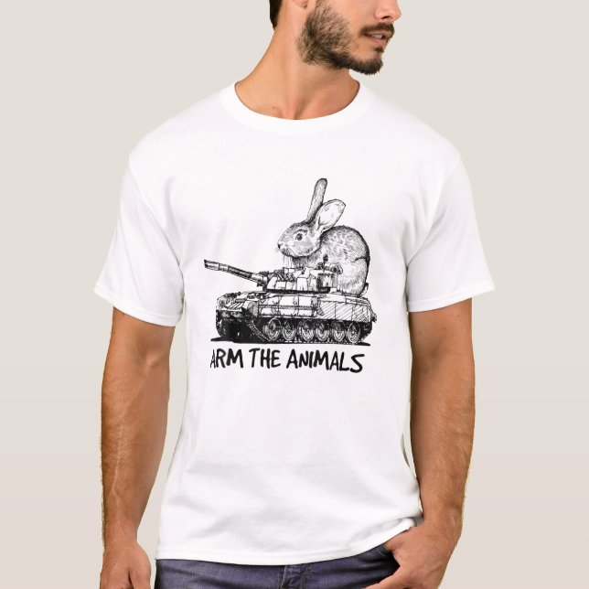 Funny Arm Animals Bunny Easter Day T-Shirt (Front)