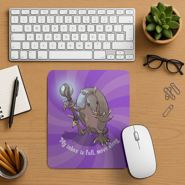 Funny Armadillo Add Your Own Text Hypnotic Cartoon Mouse Mat (Creator Uploaded)