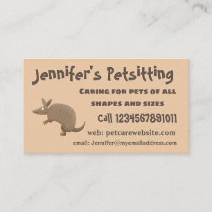 Funny armadillo happy cartoon illustration business card