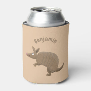 Funny armadillo happy cartoon illustration can cooler