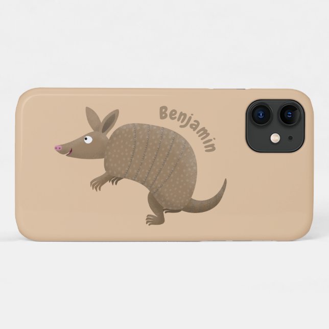 Funny armadillo happy cartoon illustration Case-Mate iPhone case (Back (Horizontal))
