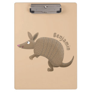 Funny armadillo happy cartoon illustration clipboard
