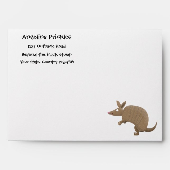 Funny armadillo happy cartoon illustration envelope (Front)
