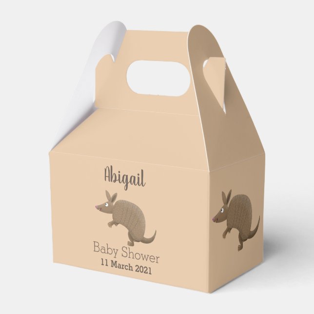 Funny armadillo happy cartoon illustration favour box (Front Side)