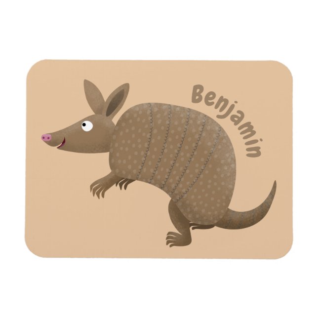 Funny armadillo happy cartoon illustration magnet (Horizontal)
