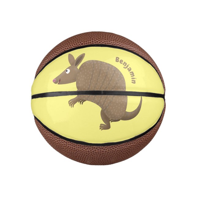 Funny armadillo happy cartoon illustration mini basketball (Front)