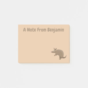 Funny armadillo happy cartoon illustration post-it notes