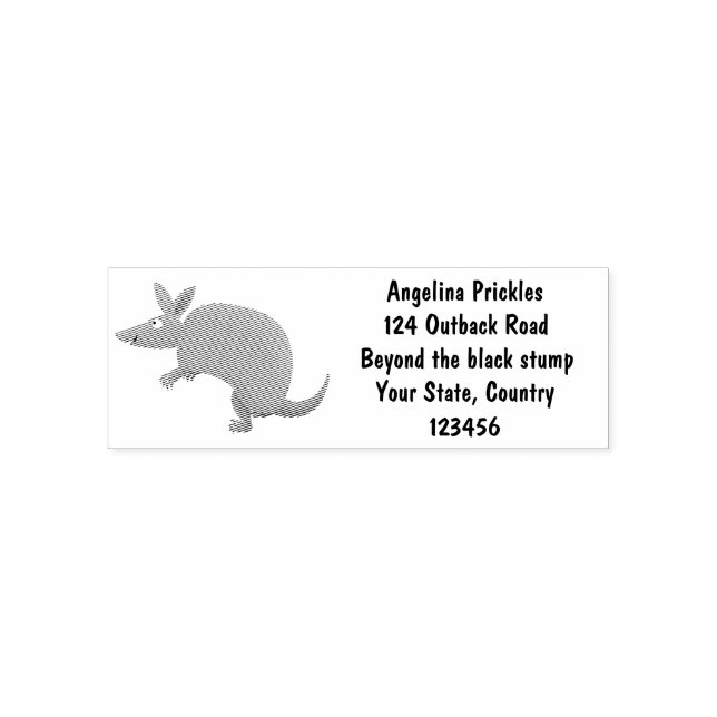 Funny armadillo happy cartoon illustration self-inking stamp (Design)