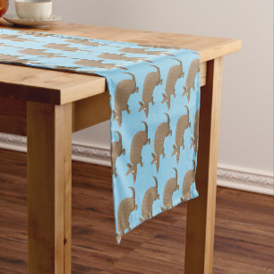 Funny armadillo happy cartoon illustration short table runner