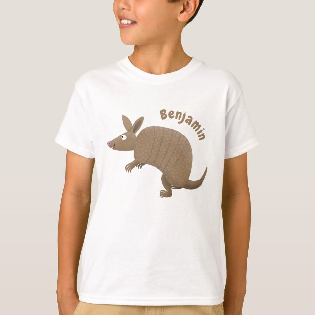 Funny armadillo happy cartoon illustration T-Shirt (Front)