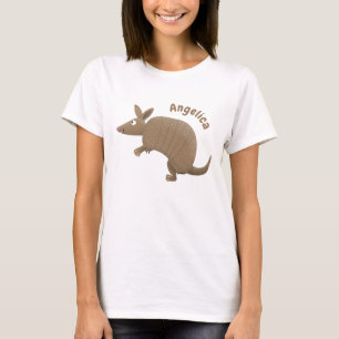 Funny armadillo happy cartoon illustration T-Shirt