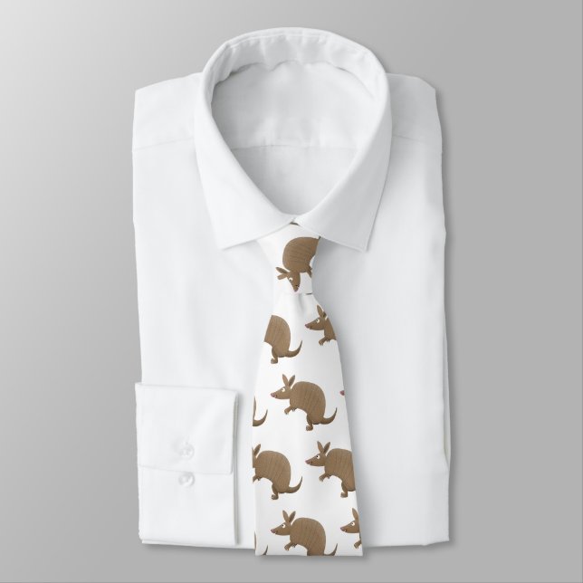Funny armadillo happy cartoon illustration tie (Tied)