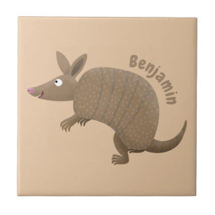 Funny armadillo happy cartoon illustration tile