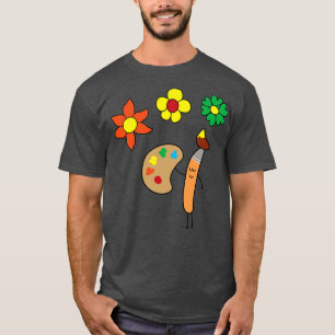 Funny Art Brush Drawing Flowers T-Shirt