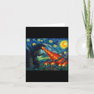 Funny Art Japanese Monster Kaiju In Van Gogh Starr Card