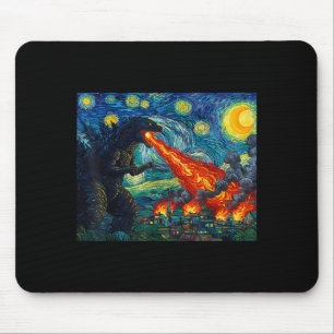 Funny Art Japanese Monster Kaiju In Van Gogh Starr Mouse Mat